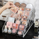 Clear Acrylic Makeup Organizer Rack by Axyaa - Cosmetic Storage Stand for Eyeshadow, Lipstick, Powder