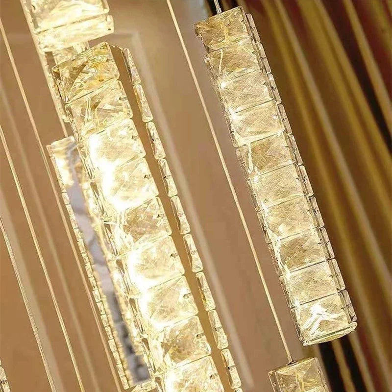 Axyaa Luxury Crystal Pendant Chandelier LED Light for Staircases and Living Rooms