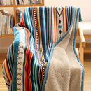 Axyaa Striped Print Double Layer Flannel Sofa Blanket for Warmth and Style