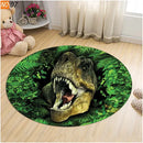 Axyaa Dinosaur Cartoon Kids Round Carpet Rug for Home Floor - Anti-Slip Mats
