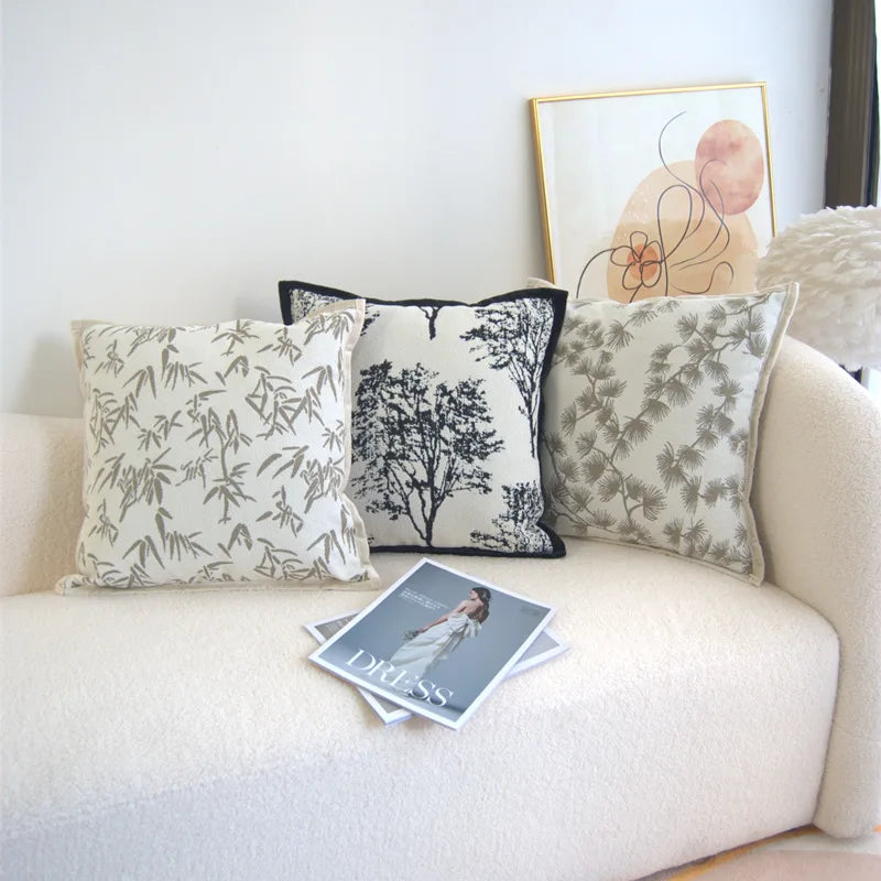 Axyaa Velvet Pillowcase: Chinese Ancient Style Retro Sofa Decor Cushion Cover