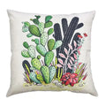 Axyaa Green Cactus Linen Pillow Cover 45x45cm for Home Decor sofa, Bedside, Office