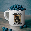 Axyaa Cat Lover Enamel Mug 11oz for Morning Coffee - Before Coffee I Hate Everyone