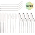 Axyaa 20-Piece Stainless Steel Gold Cutlery Set and Metal Straw Kit