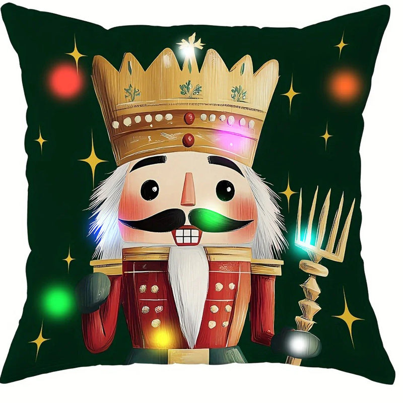 Axyaa LED Nutcracker Tree Pillowcase for Christmas Home Decor