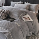 Axyaa Elegant Winter Rabbit Fleece 4-Piece Bedding Set, Luxurious & Warm Milk Fleece Kit