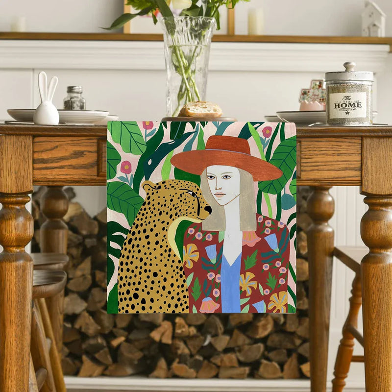 Axyaa Tropical Flowers Table Runner: Kitchen & Holiday Party Decor