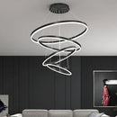 Axyaa Black LED Ring Chandelier Ceiling Light, Modern Circular Pendant for Kitchen, Living, and Dining Rooms.