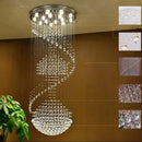 Axyaa Spiral Crystal Chandelier | Luxury Rain Drop Ceiling Light for High Ceilings
