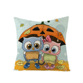 Axyaa Halloween Pillow Cover 45x45 - Pumpkin Owl Cat Spider Sofa Cushion Decor