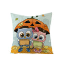 Axyaa Halloween Pillow Cover 45x45 - Pumpkin Owl Cat Spider Sofa Cushion Decor
