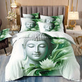 Axyaa Meditation Buddha Statues Pattern Duvet Cover Set