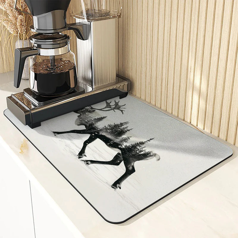 Axyaa Super Absorbent Kitchen Draining Mat - Quick Dry Dish Drying & Bathroom Drain Pad