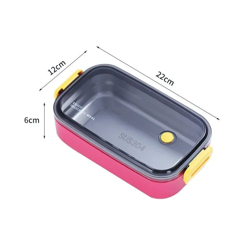 Axyaa Stainless Steel Lunch Box: Portable Microwavable Bento Food Storage, 1/2 Layers Grids