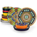 Axyaa 12/16/18/24-Piece Stoneware Dinnerware Set in Bohemian Style