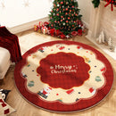 Axyaa Christmas Apple Cartoon Round Carpet Festive Plush Living Room Bedroom Rug