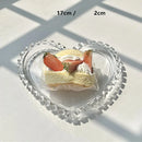 Axyaa Retro Heart Glass Dessert Plates Set for Home Table Decor