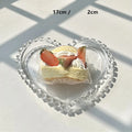 Axyaa Retro Heart Glass Plate Set - Korean Ins Style Breakfast Dessert Cake Plate