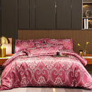 Axyaa Luxury Jacquard Bedding Set - European Style Satin Duvet Cover for Double Bed