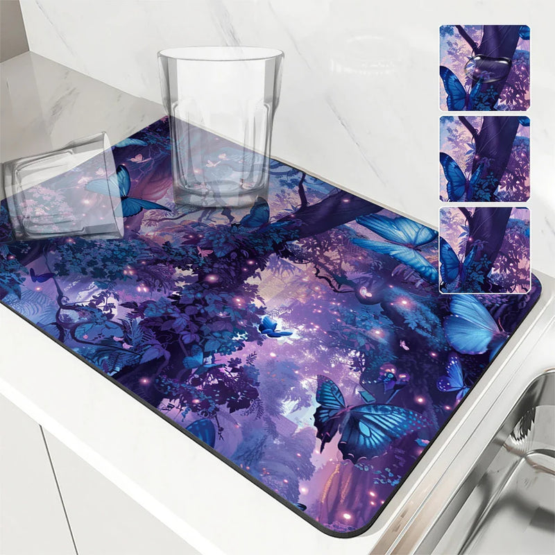 Axyaa Dream Forest Absorbent Drying Mat - Anti Slip Table Decoration Mats
