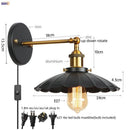 Axyaa Gold Industrial Wall Lamp with Pull Chain Switch and LED Lighting