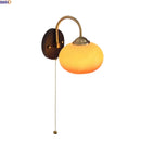 Axyaa Modern Nordic Glass Shade Wood Wall Light Switch Luxury Round Glass
