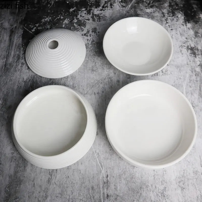 Axya 4-Layer Ceramic Serving Plate Set for Dinner, Dessert, Snacks, Sashimi, Sushi