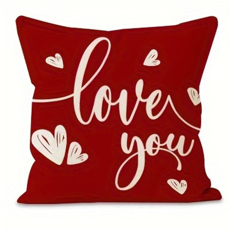Axyaa Red Love Pattern Pillowcase for Home Sofa Decoration
