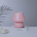 Large Glass Mushroom Lamp with Tricolored LED Bulb - Axyaa Nightstand Light