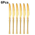 Axyaa Gold Stainless Steel Cutlery Set - 30Pcs Solid Color Dinnerware Kit