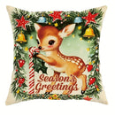 Axyaa Christmas Pillowcase: Santa Claus Fawn Pattern, Home Room Sofa Cushion Cover