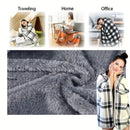 Axyaa Plaid Fleece Poncho Throw Blanket with Buttons