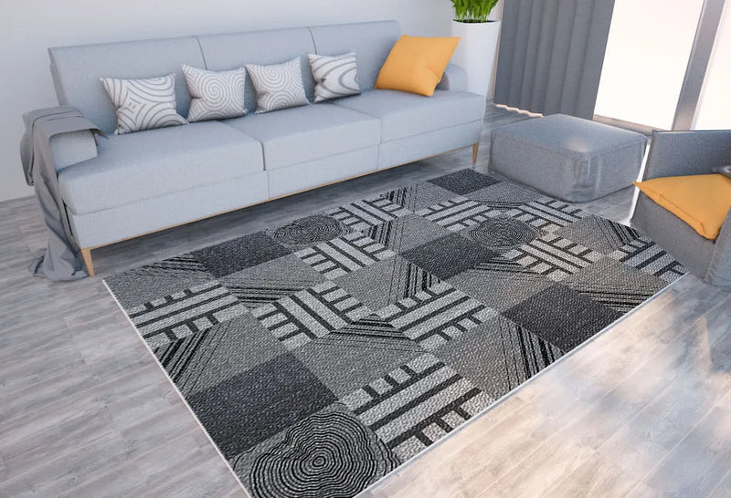 Axyaa Geometric Plaid Striped Print Carpet for Home Living Room and Bedroom Decor