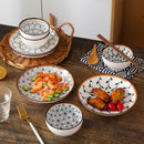 Axyaa Ceramic Deep Plates Set - Japanese Style Vegetable Soup Bowls