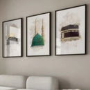 Axyaa Watercolor Islamic Architecture Canvas Prints - Set of 3 Art Posters