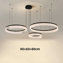 Axyaa Modern LED Circle Ring Chandelier, Black Metal Acrylic Shade, Home Decor Lighting