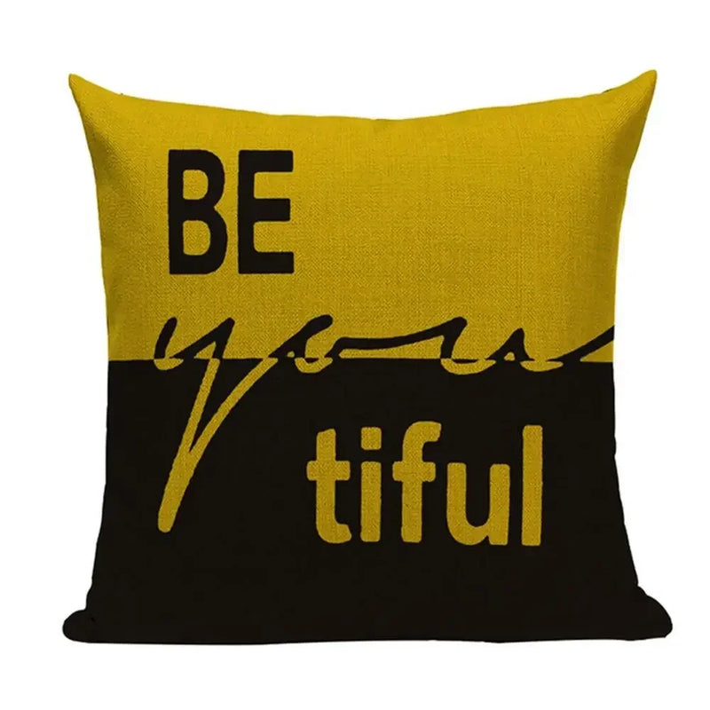 Axyaa Yellow Geometric Linen Pillow Case 45*45cm