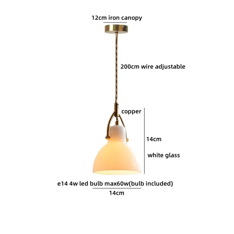 Axyaa Wood Glass Ball LED Pendant Lights Modern Nordic Hanging Lamp