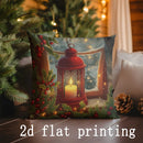 Axyaa Christmas Scene Printed Pillow Cover for Sofa, Bedroom, Car - Rectangular Decorative Cushion