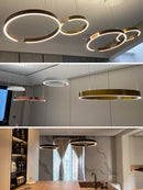 Axyaa LED Round Ring Chandelier for Dining Room, Living Room, and Bedroom
