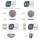 Axyaa Navia Grey Stoneware Dinnerware Set: Dinner, Dessert Plate, Bowl, Mug Tableware