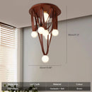 Axyaa Nordic Brown Leather Ceiling Chandelier LED Fixture - Modern Round Design