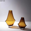 Axyaa Amber Glass Small Mouth Vase for Artistic Flower Arrangement