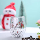 Axyaa Christmas Glass Cup with Christmas Tree Snowman Design