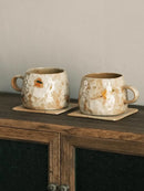 Axya Retro Ceramic Coffee Mugs Set, Handmade Family Drinkware, High Quality Decor