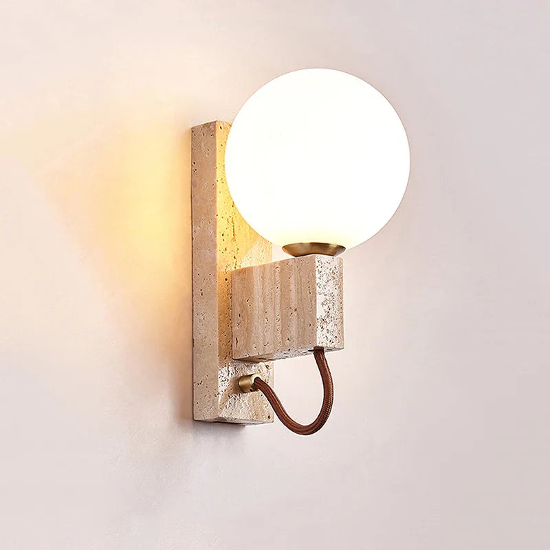 Axyaa Wabi Sabi Yellow Stone LED Wall Sconce: Simple Japanese Style for Home Decoration