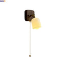 Axyaa LED Wall Light Fixture White Glass Wood Rotate Indoor Up Down Lamp