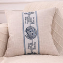 Axyaa Linen Chinese Pavilion Pattern Pillow Cover for Home Sofa Bedroom