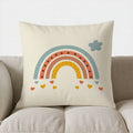 Colorful Rainbow & Hearts Pattern Pillow Cover for Sofa, Bedroom, Car - Axyaa