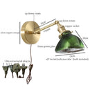 Axyaa Green Glass LED Wall Lamp Pull Chain Switch Vintage Wall Sconce